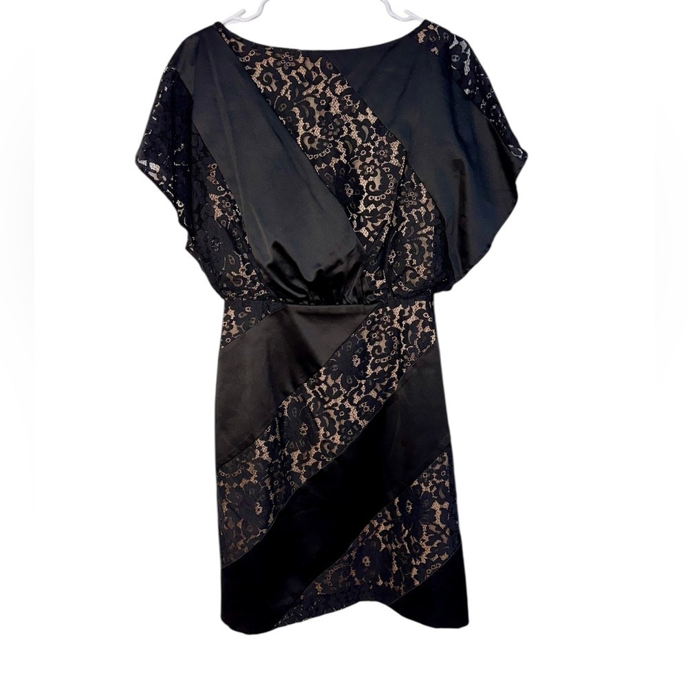Jessica Simpson Black and Beige Lace Midi Dress 4 (party, formal, cocktail)